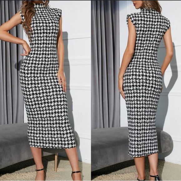 Last pack, houndstooth bodycon midi dress - Picture 2 of 4